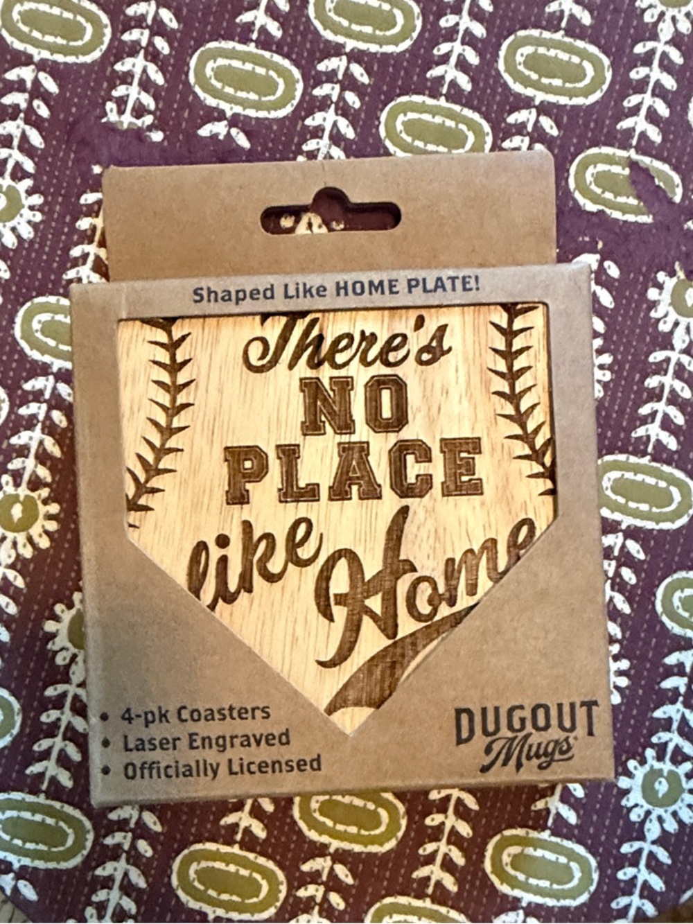 'There's No Place Like Home' Natural Wood Coaster Set